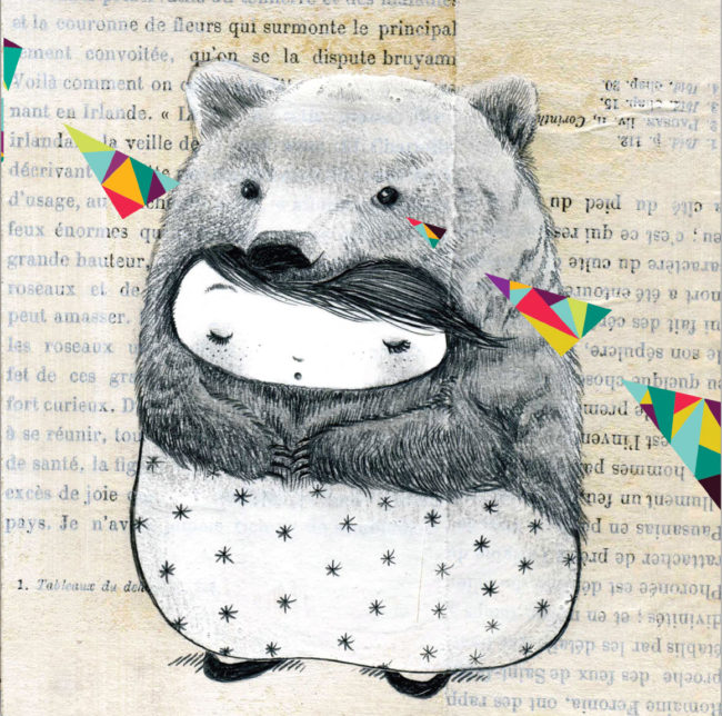 seforapons-acrylics-graphite-digital-oldpaper-symbiosis-bear-girl-kumakun