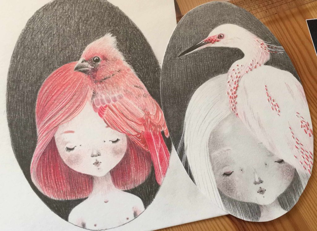 seforapons-graphite-embroidering-coloredpencil-pink-bird-girl-symbiosis-momoirochan-2