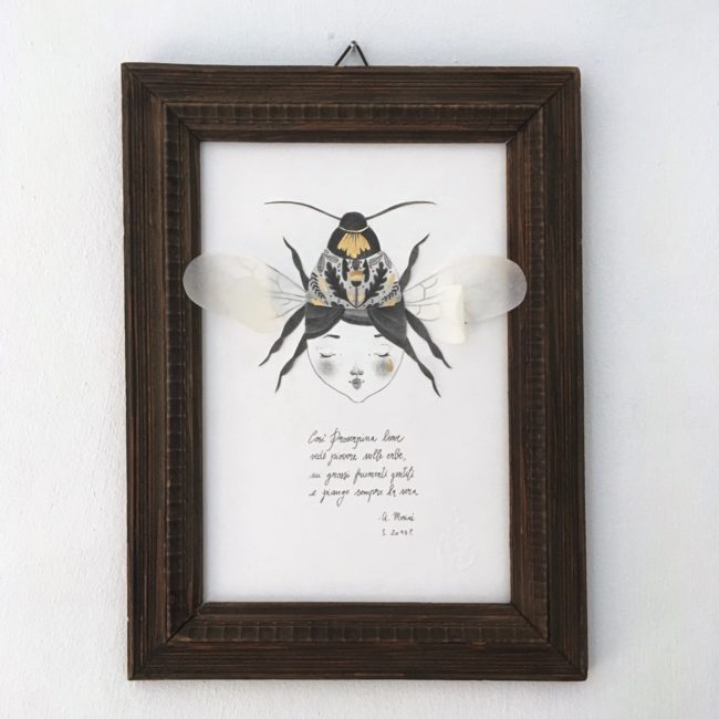 seforapons-graphite-collage-goldleaf-proserpina-bee