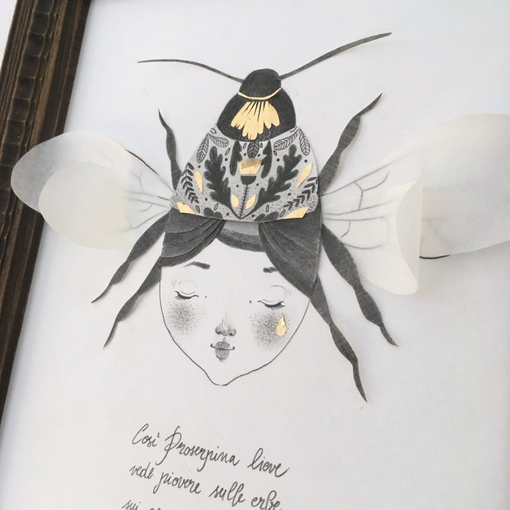 seforapons-graphite-collage-goldleaf-proserpina-bee2